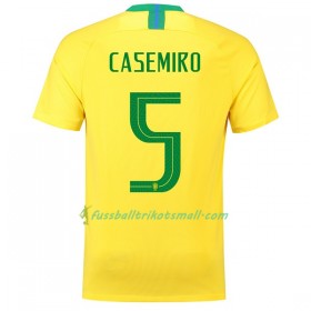 Günstige Fußballtrikots Brasilien Casemiro 5 WM 2018 Heimtrikotsatz kaufen